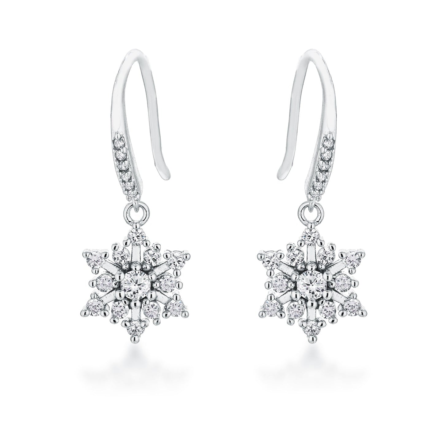 Contemporary Rhodium Plated Cubic Zirconia Earrings