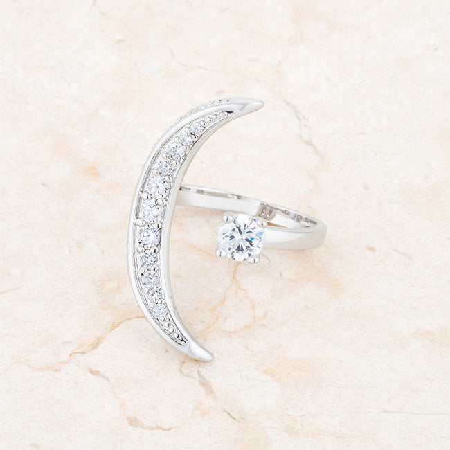 Luna .75ct Cubic Zirconia White Gold Rhodium Delicate Ring