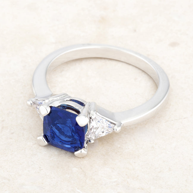 Shonda 1.8ct Sapphire Cubic Zirconia Rhodium Cushion Clas...