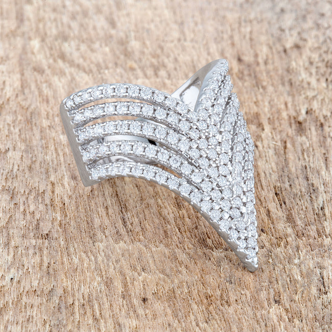 Vera 1.42ct Cubic Zirconia Rhodium Vintage Inspired Cocktnia Ring
