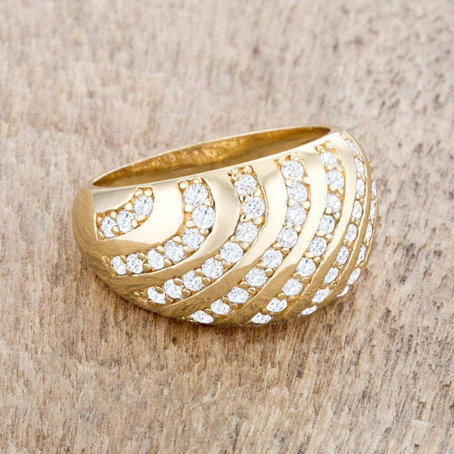 Shayla 0.95ct Cubic Zirconia 14k Gold Contemporary Dome Ring