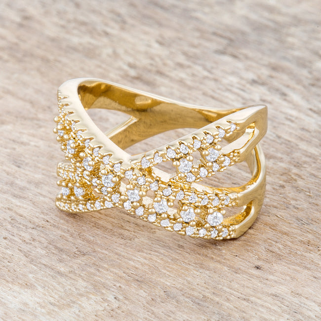 Sandy 0.37ct Cubic Zirconia 14k Gold Classic Criss Cross nia Ring