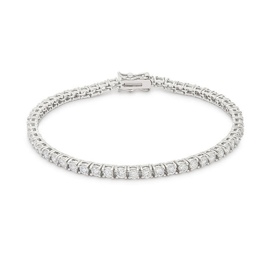 Sterling Silver Plated Finish Victorian Cubic Zirconia Tenia Tennis Bracelet