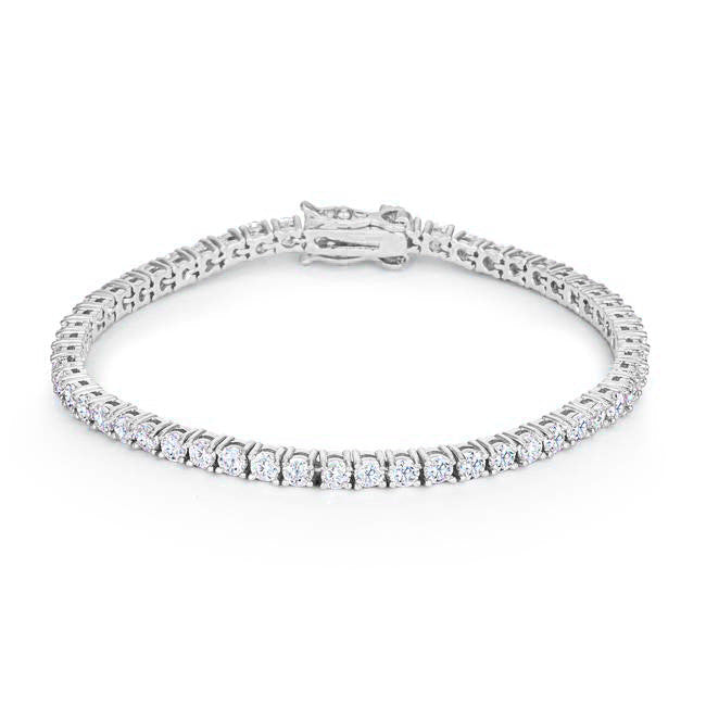 Sterling Silver Plated Finish Victorian Cubic Zirconia Tenia Tennis Bracelet