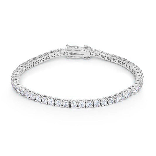 Sterling Silver Plated Finish Victorian Cubic Zirconia Tenia Tennis Bracelet