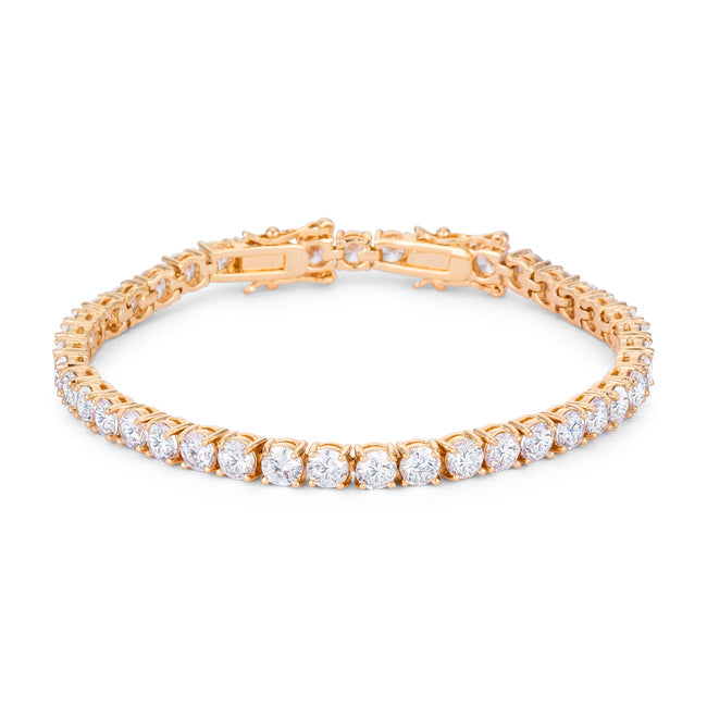 17.6 Ct Gold Plated Tennis Bracelet with Shimmering Roundnia Ring