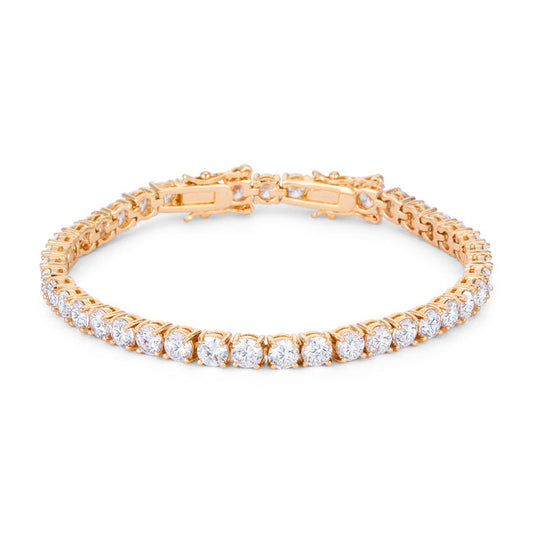 17.6 Ct Gold Plated Tennis Bracelet with Shimmering Roundnia Ring