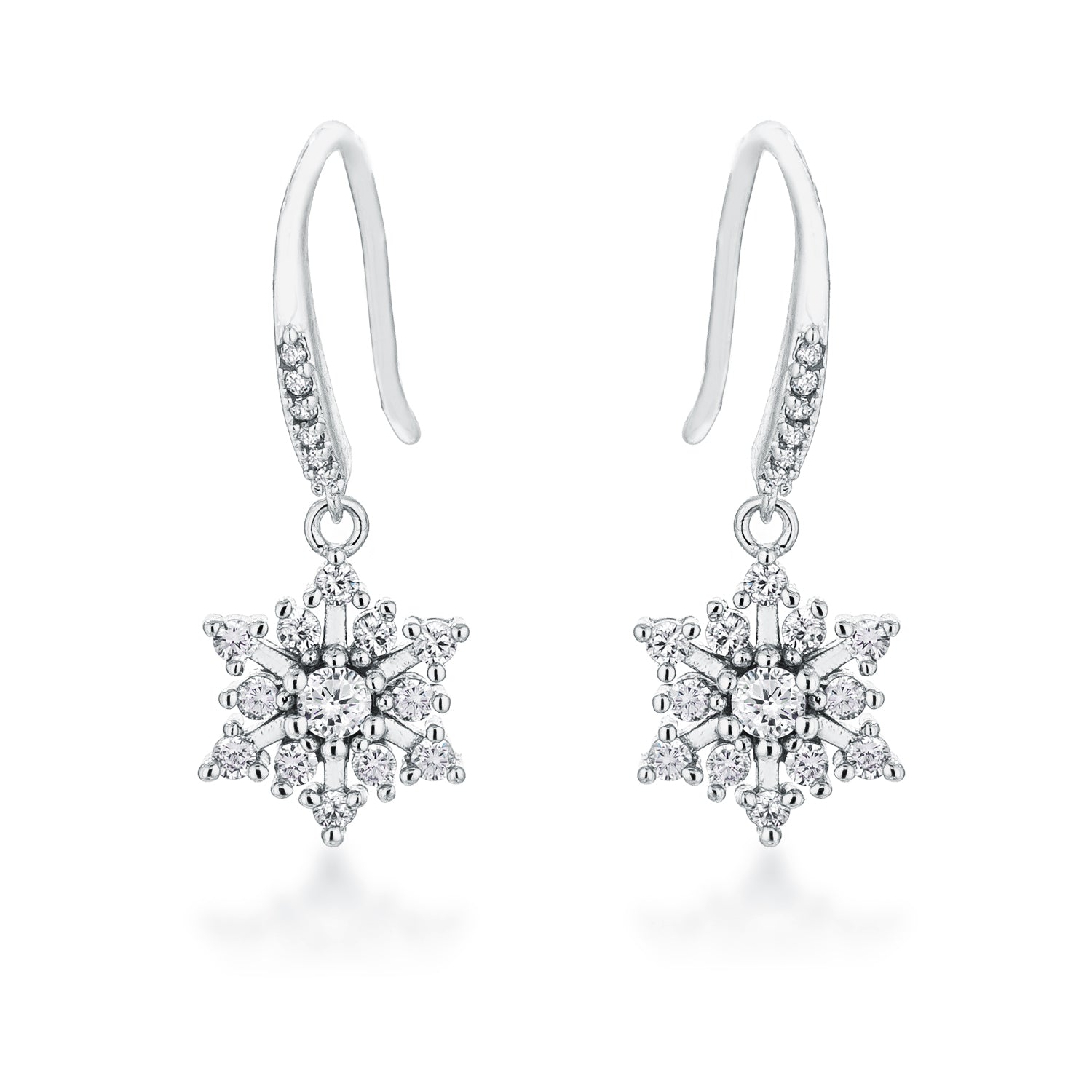 Contemporary Rhodium Plated Cubic Zirconia Earrings