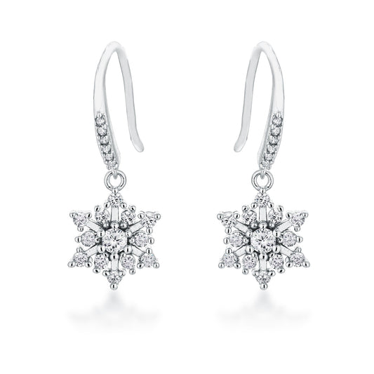 Contemporary Rhodium Plated Cubic Zirconia Earrings