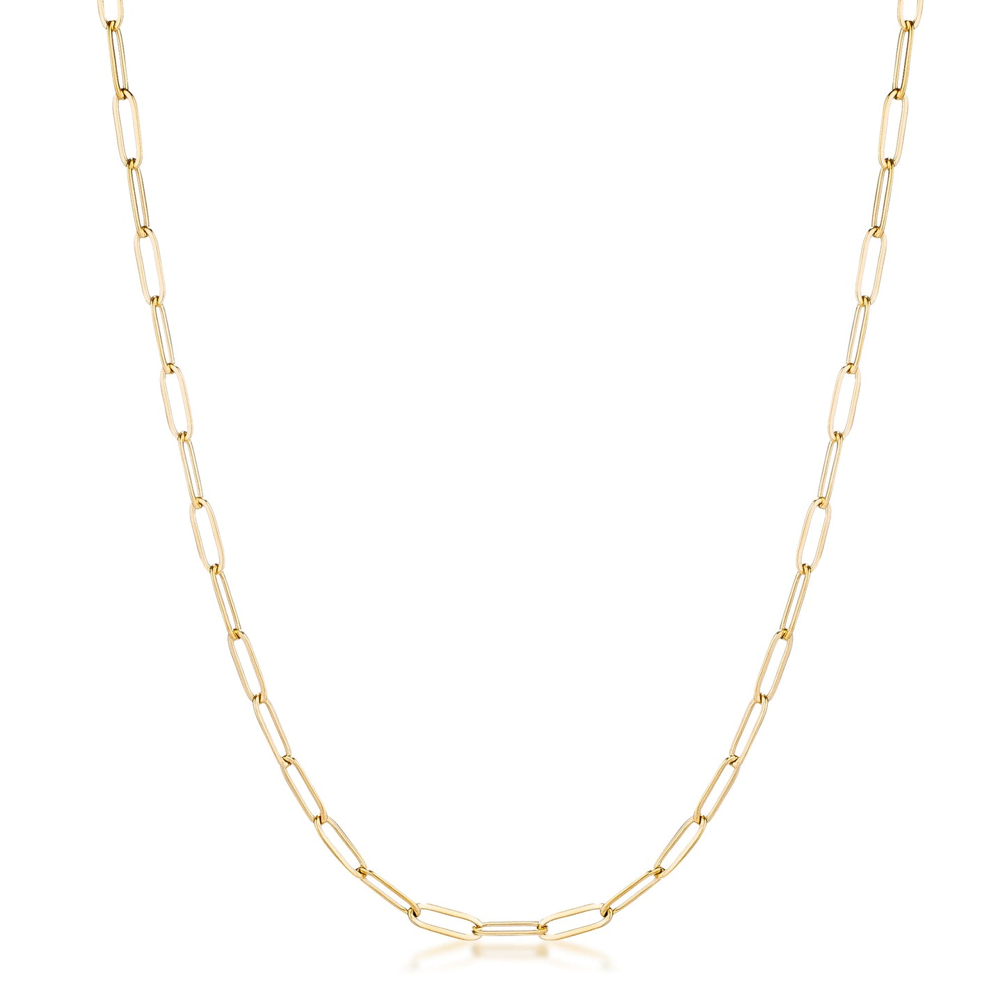 16" Gold Plated Linked Mid Size Paperclip Chain Necklace