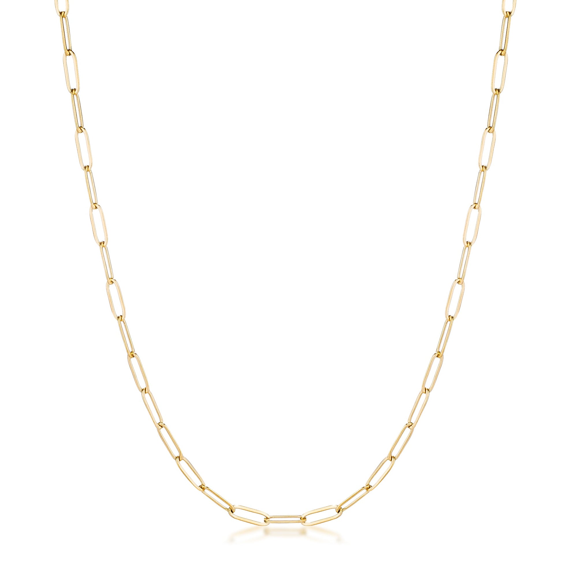 16" Gold Plated Linked Mid Size Paperclip Chain Necklace