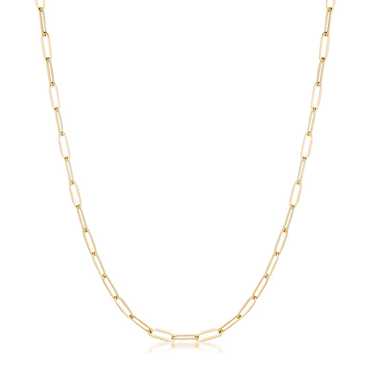 16" Gold Plated Linked Mid Size Paperclip Chain Necklace