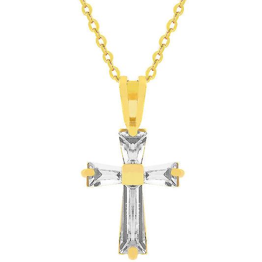 Gold Plated Finish Baguette Cross