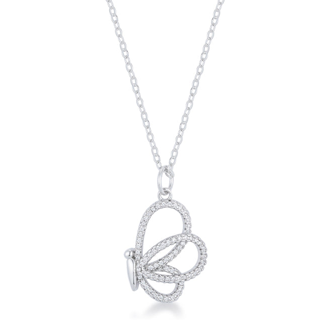 Whimsical Rhodium Cubic Zirconia Butterfly Pendant and Nenia Ring