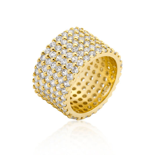Gold Plated Finishd Wide Pave Cubic Zirconia Ring