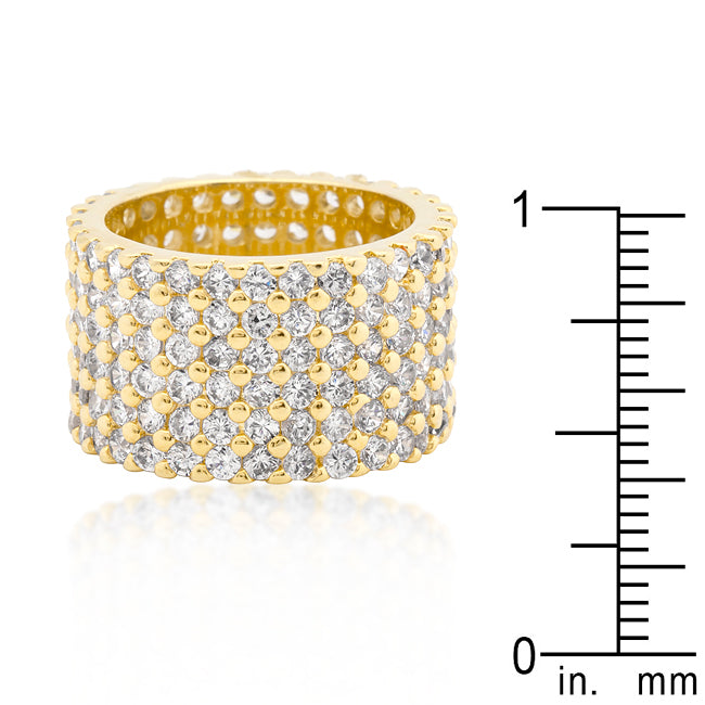 Gold Plated Finishd Wide Pave Cubic Zirconia Ring