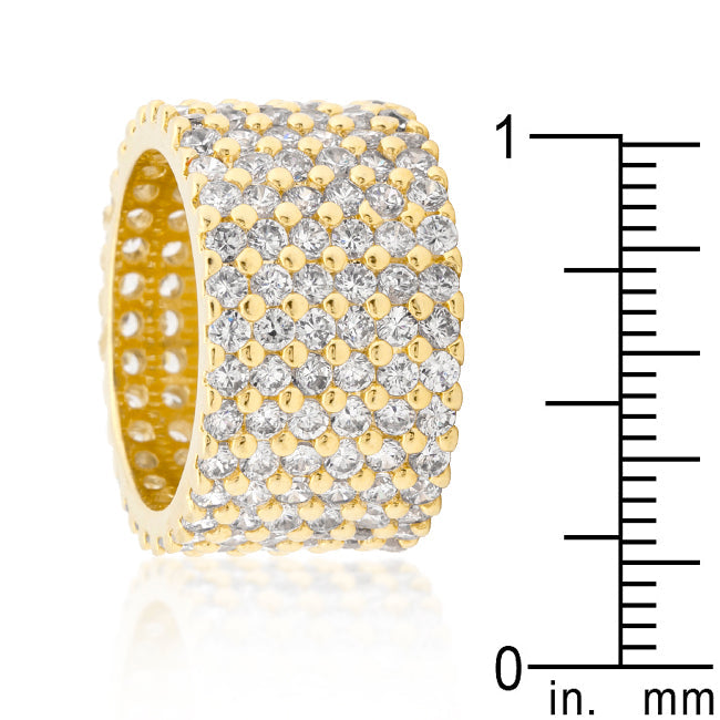 Gold Plated Finishd Wide Pave Cubic Zirconia Ring