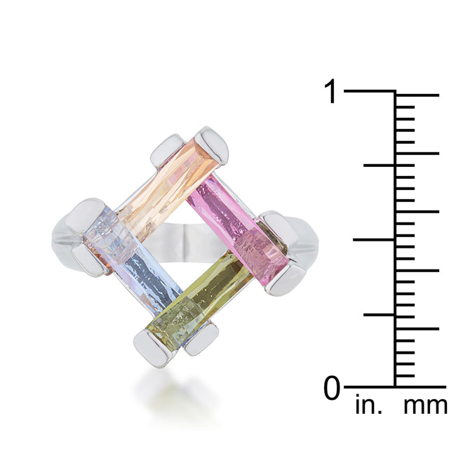 Myra Ring 10ct Multicolor Cubic Zirconia Rhodium Cocktailnia Ring