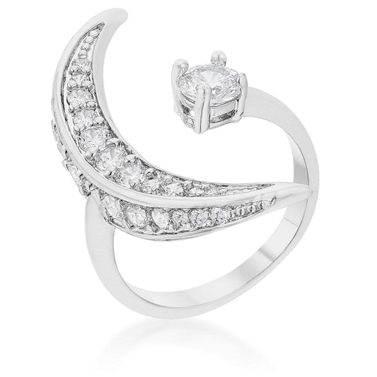 Luna .75ct Cubic Zirconia White Gold Rhodium Delicate Ring