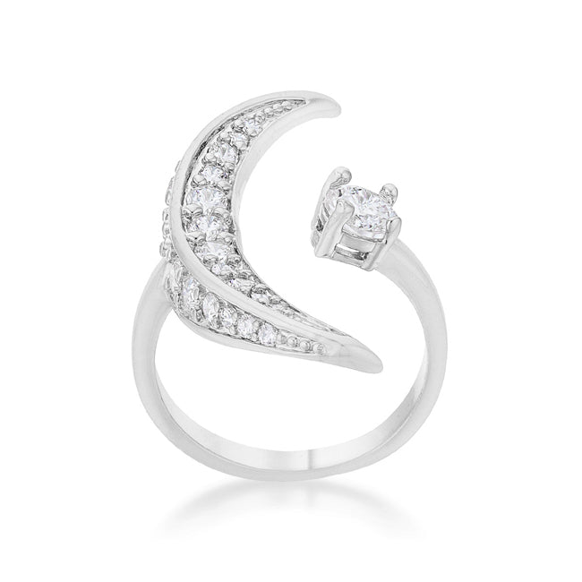 Luna .75ct Cubic Zirconia White Gold Rhodium Delicate Ring