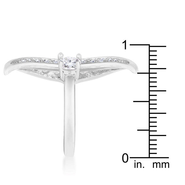 Luna .75ct Cubic Zirconia White Gold Rhodium Delicate Ring