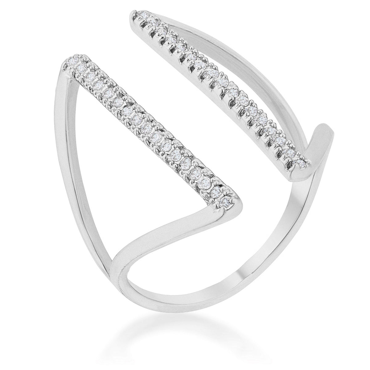 Jena 0.2ct Cubic Zirconia Rhodium Delicate Parallel Ring