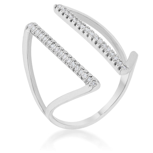 Jena 0.2ct Cubic Zirconia Rhodium Delicate Parallel Ring