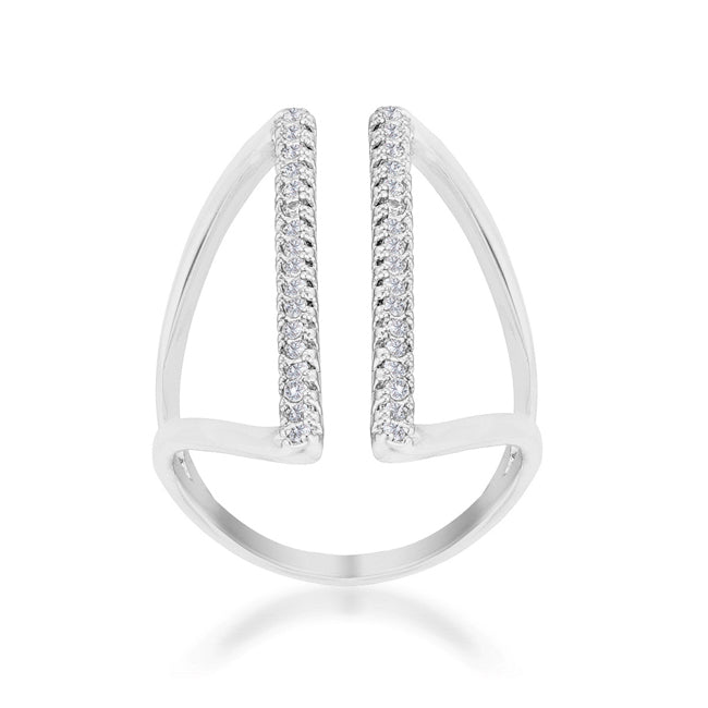 Jena 0.2ct Cubic Zirconia Rhodium Delicate Parallel Ring