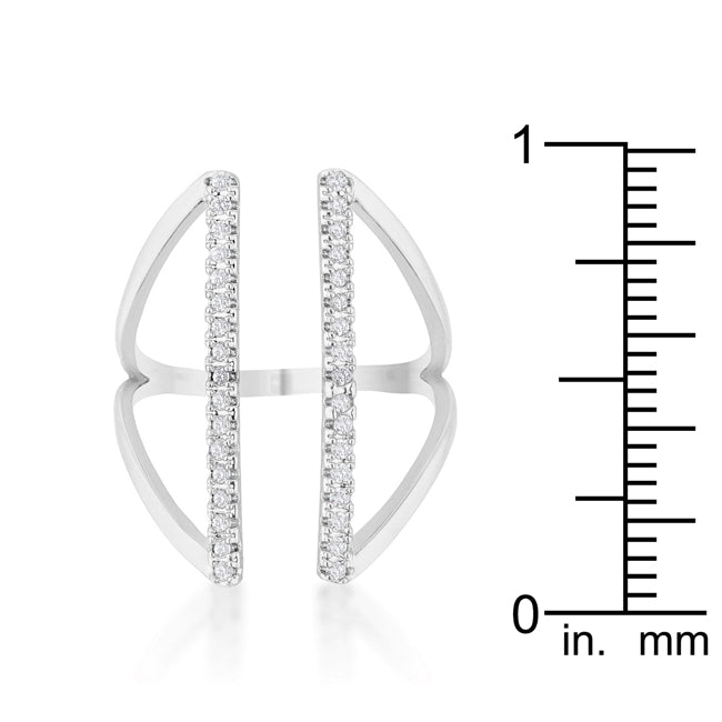 Jena 0.2ct Cubic Zirconia Rhodium Delicate Parallel Ring