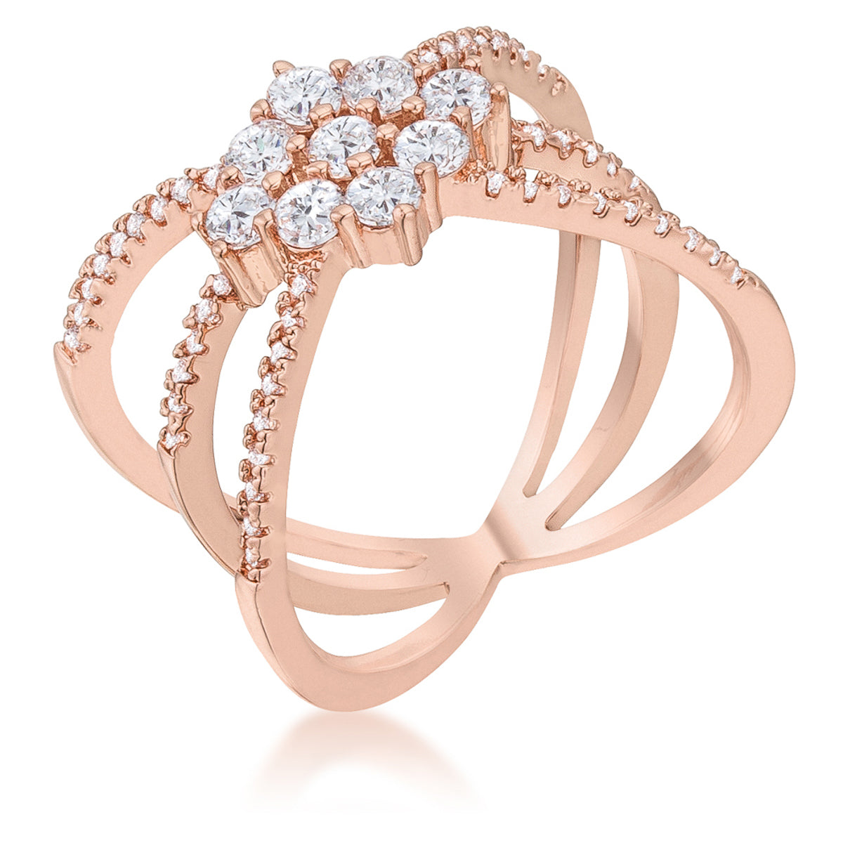 Mindy 0.8ct Cubic Zirconia Rose Gold Delicate Triple Wrapnia Ring