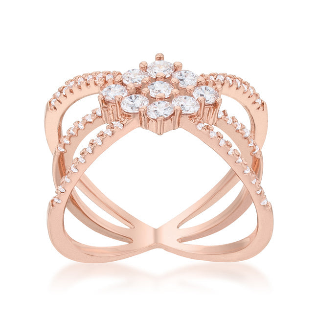 Mindy 0.8ct Cubic Zirconia Rose Gold Delicate Triple Wrapnia Ring