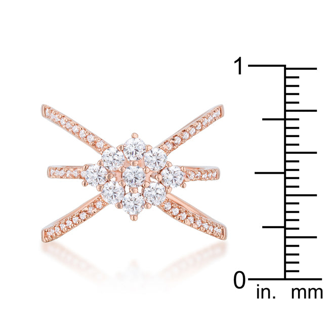 Mindy 0.8ct Cubic Zirconia Rose Gold Delicate Triple Wrapnia Ring