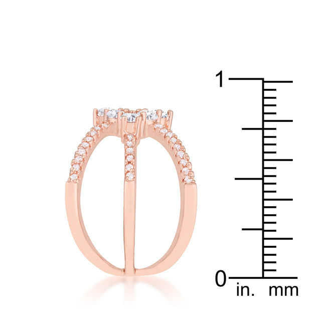 Mindy 0.8ct Cubic Zirconia Rose Gold Delicate Triple Wrapnia Ring