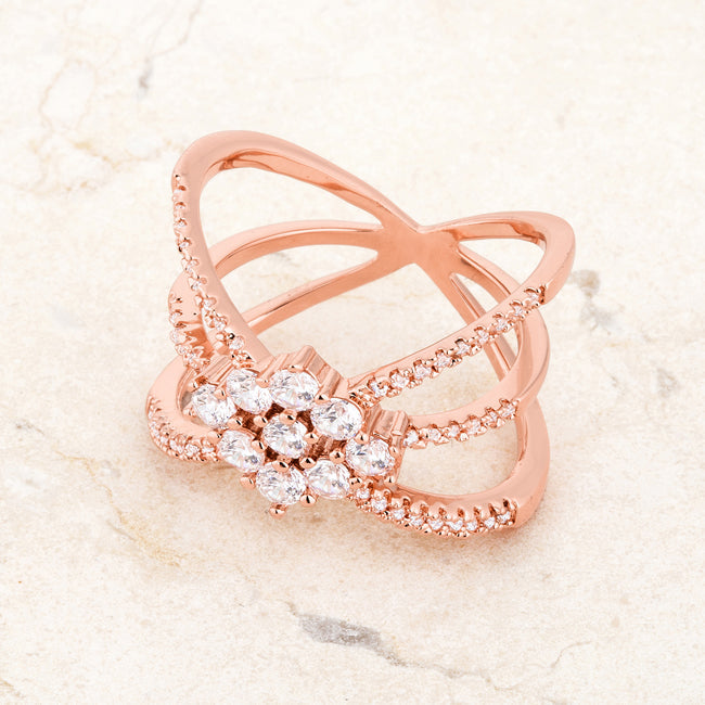 Mindy 0.8ct Cubic Zirconia Rose Gold Delicate Triple Wrapnia Ring