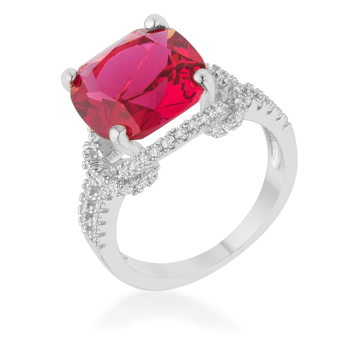 Charlene 6.2ct Ruby Cubic Zirconia Rhodium Classic Statem...