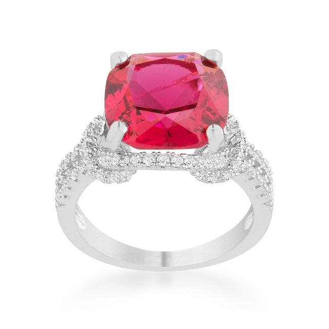 Charlene 6.2ct Ruby Cubic Zirconia Rhodium Classic Statem...