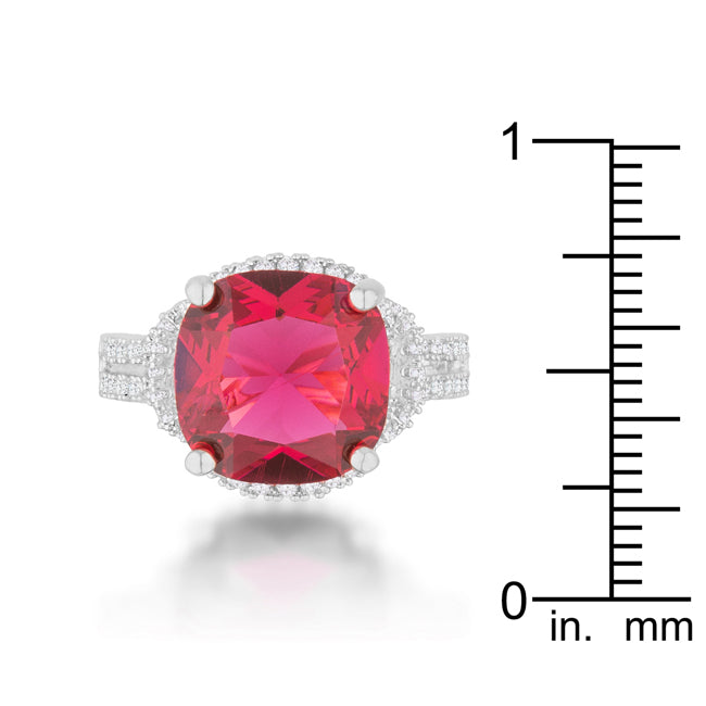 Charlene 6.2ct Ruby Cubic Zirconia Rhodium Classic Statem...