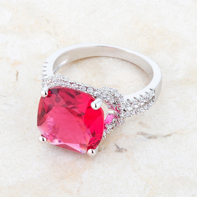 Charlene 6.2ct Ruby Cubic Zirconia Rhodium Classic Statem...
