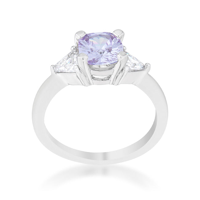 Shonda 1.8ct Lavender Cubic Zirconia Rhodium Cushion Clas...