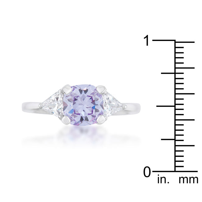 Shonda 1.8ct Lavender Cubic Zirconia Rhodium Cushion Clas...