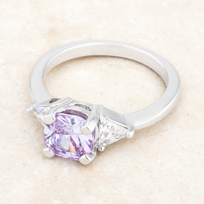 Shonda 1.8ct Lavender Cubic Zirconia Rhodium Cushion Clas...