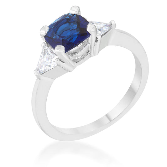 Shonda 1.8ct Sapphire Cubic Zirconia Rhodium Cushion Clas...