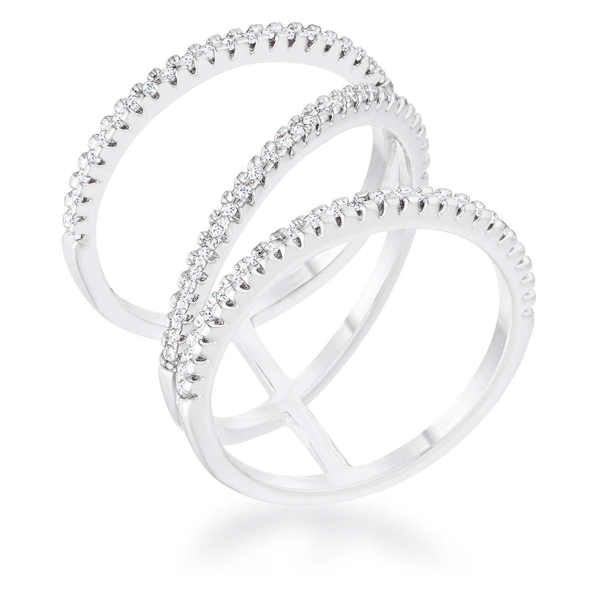 Shauna 0.4ct Cubic Zirconia Rhodium Wide Contemporary Ring