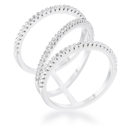 Shauna 0.4ct Cubic Zirconia Rhodium Wide Contemporary Ring