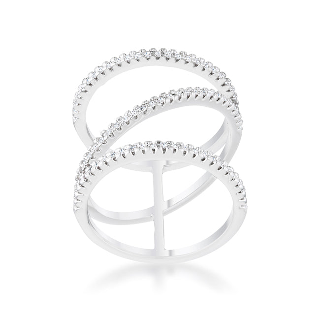 Shauna 0.4ct Cubic Zirconia Rhodium Wide Contemporary Ring