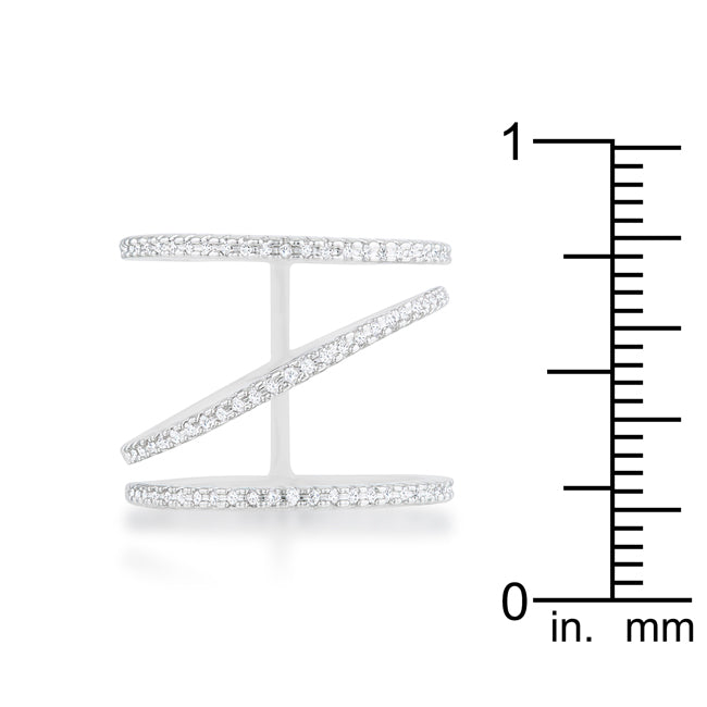 Shauna 0.4ct Cubic Zirconia Rhodium Wide Contemporary Ring