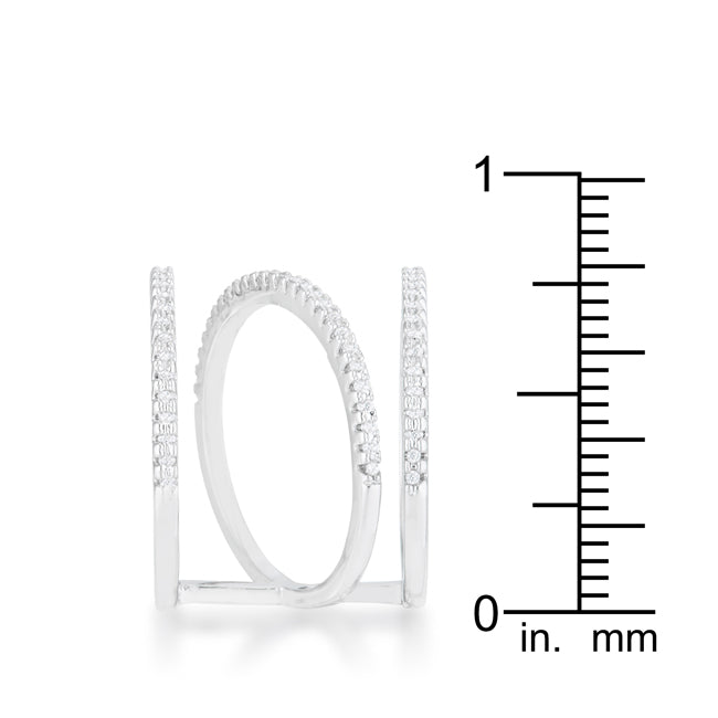 Shauna 0.4ct Cubic Zirconia Rhodium Wide Contemporary Ring