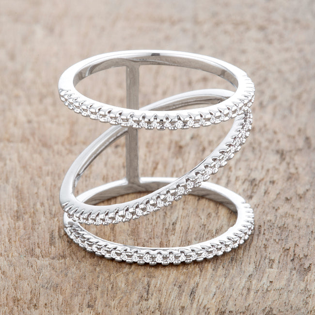 Shauna 0.4ct Cubic Zirconia Rhodium Wide Contemporary Ring