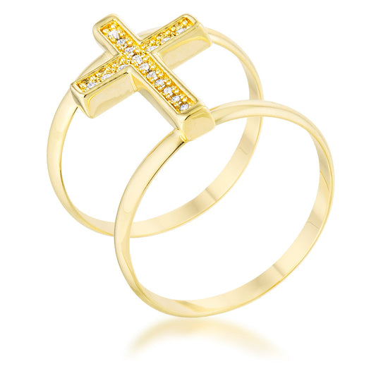 Francis 0.08ct Cubic Zirconia 14k Gold Contemporary Crossnia Ring