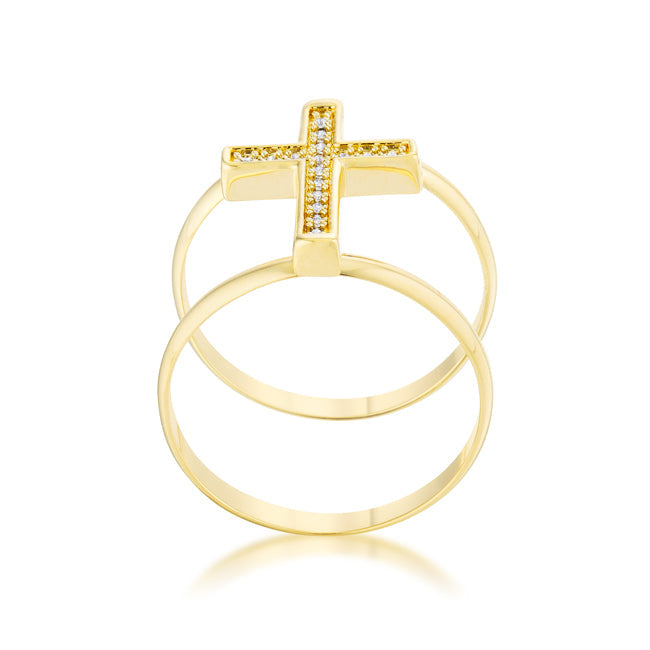 Francis 0.08ct Cubic Zirconia 14k Gold Contemporary Crossnia Ring